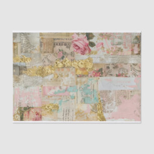 Papel De Seda Rosas Patrón de Collage antiguo