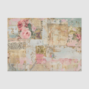 Papel De Seda Rosas Patrón de Collage antiguo
