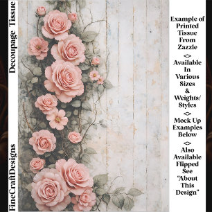 Papel De Seda Rosas Pink Climbing Shabby Chic Decoupage FD8L