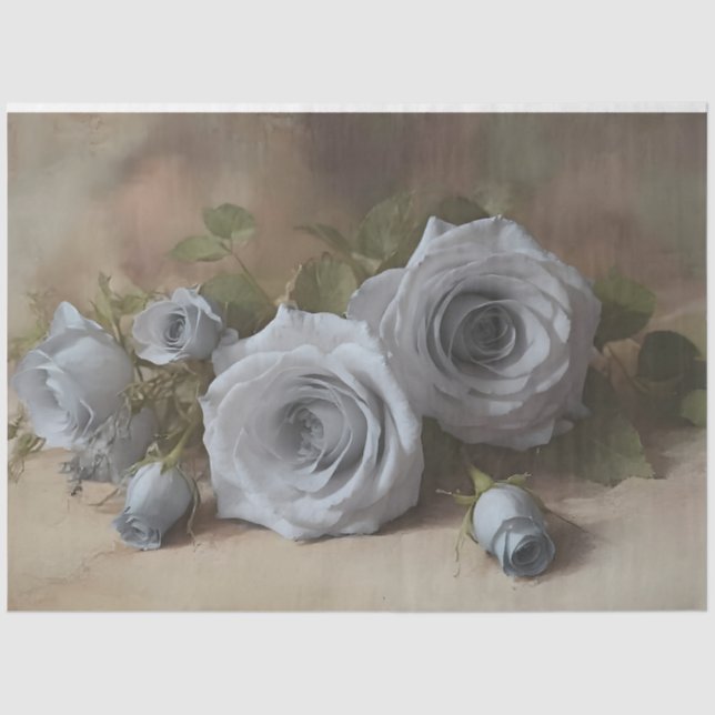 Papel De Seda Rosas plateados (Anverso)