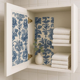 Papel De Seda Rosas poéticas Toile Francés Floral Azul Histórico