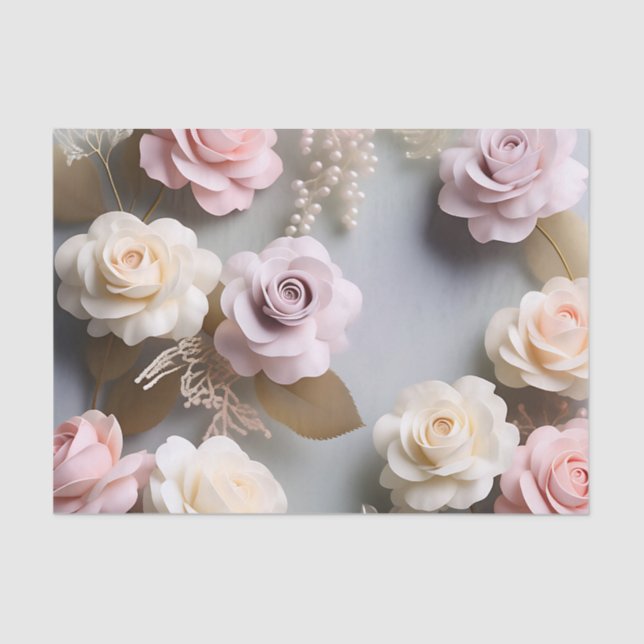 Papel De Seda Rosas Púrpura Y Blanca Rosa (Anverso)