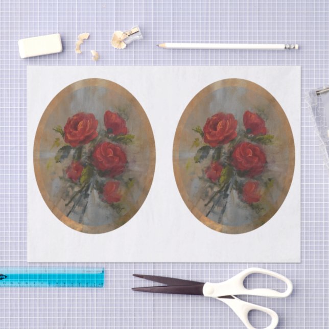 Papel De Seda Rosas Rojas DBL (Artesanía)