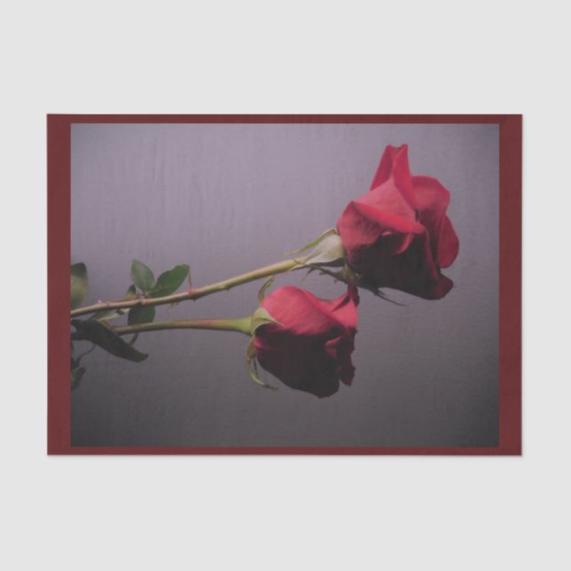 Papel De Seda Rosas rojas dobles - Pluma clara (Anverso)