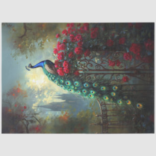 Papel De Seda Rosas Rojas Dramáticas del Pavo Real Decoupage Gót