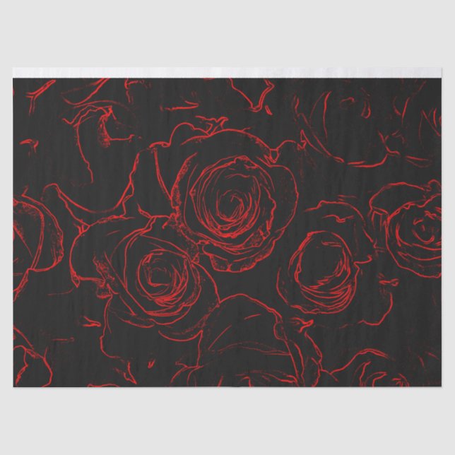 Papel De Seda Rosas rojas fondo negro (Anverso)