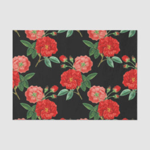 Papel De Seda Rosas Rojas, Fondo Negro,