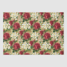 Rosas Rojas Lirios Blancos Flores Navideñas Vintag