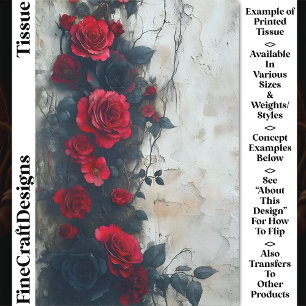 Papel De Seda Rosas rojas negras, decoupage CQ5 en pared envejec
