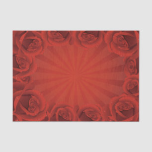 Papel De Seda Rosas Rojas Románticas & Gotitas de Agua