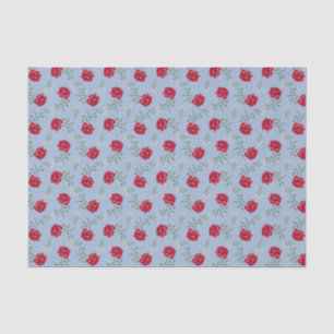 Papel De Seda Rosas rojas sobre calicó sobredimensionado azul cl