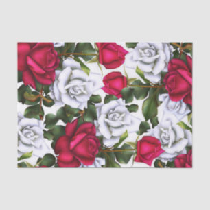 Papel De Seda Rosas Rojas y Blancas Shabby Chic Rústico Glam Mod