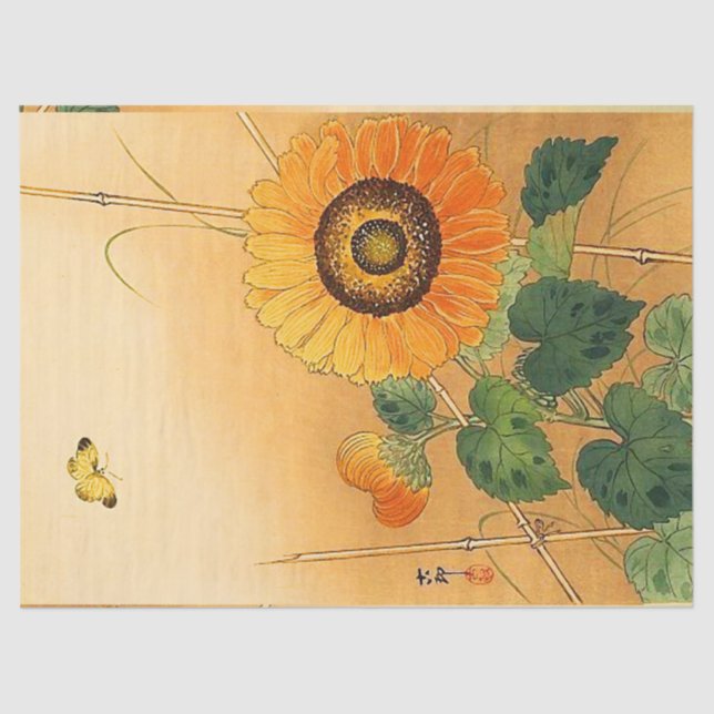 Papel De Seda ROSAS ROJAS Y MARIPOSAS AMARILLAS Flores Negras (Anverso)