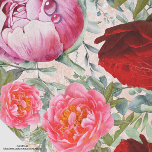 Papel De Seda Rosas rojas y rosas rojas dulces Peonies Decoupagi