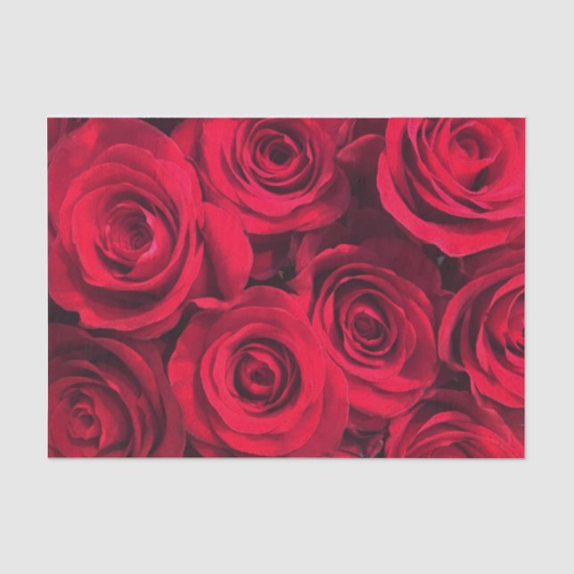 Papel De Seda Rosas rojos vivos ricos (Anverso)