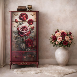 Papel De Seda Rosas románticas florales oscuras Decoupage