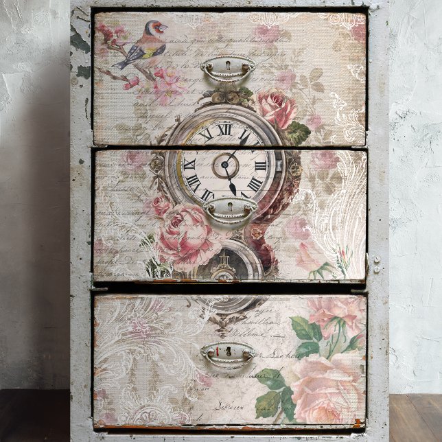 Papel De Seda Rosas románticos franceses, desenlace de reloj y f (Subido por el creador)