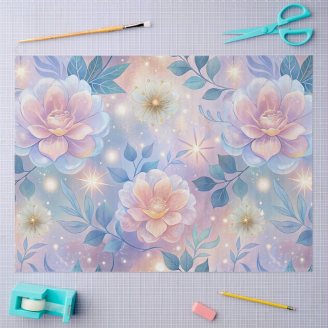 Papel De Seda Rosas Rosadas  (Artesanía)