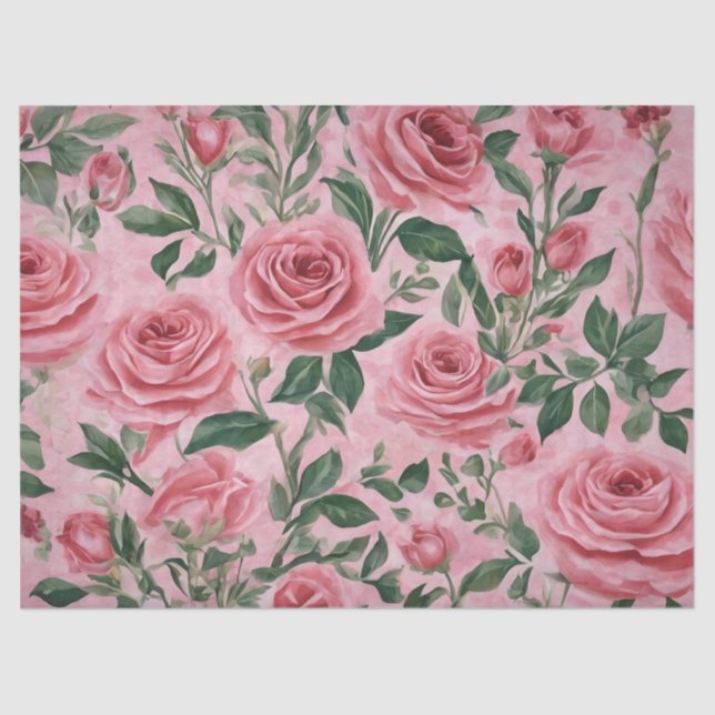 Papel De Seda Rosas rosadas (Anverso)