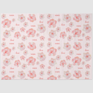 Papel De Seda Rosas rosadas de acuarela pintadas a mano amor per