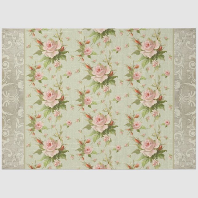 Papel De Seda Rosas rosadas de la cabaña de verano desplaza haci (Anverso)