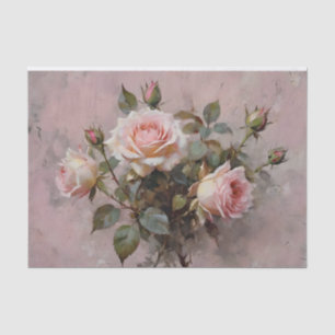 Papel De Seda Rosas Rosadas Decoupage Acuarela