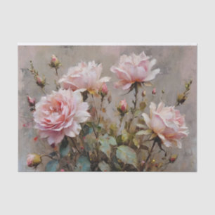 Papel De Seda Rosas Rosadas Decoupage Acuarela