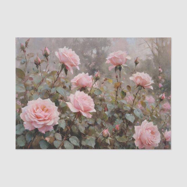 Papel De Seda Rosas Rosadas Decoupage Acuarela (Anverso)