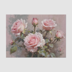Papel De Seda Rosas Rosadas Decoupage Acuarela