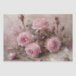 Papel De Seda Rosas rosadas elegantes