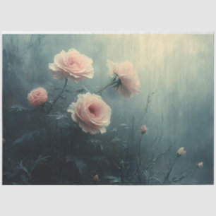 Papel De Seda Rosas rosadas en el decoupage melancólico de la ni