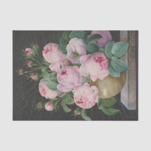 Papel De Seda Rosas rosadas en un jarrón por Pierre Joseph