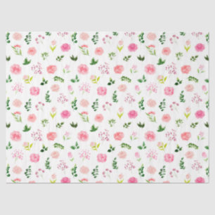 Papel De Seda Rosas rosadas florales con follaje
