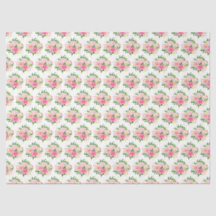 Papel De Seda Rosas rosadas flores y follaje
