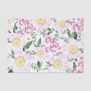 Papel De Seda Rosas Rosadas Patrón Floral Boho Acuarela
