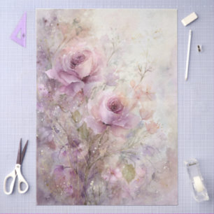 Papel De Seda Rosas rosadas suaves románticas femeninas para dec