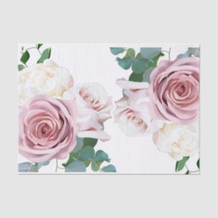 Papel De Seda Rosas Rosadas Vegetación Floral Boda Moderna