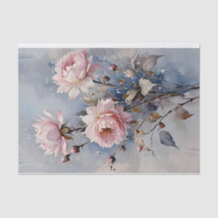 Papel De Seda Rosas rosadas y azules Decoupage acuarela
