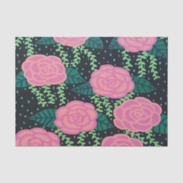 Papel De Seda Rosas rosados de col sobre negro