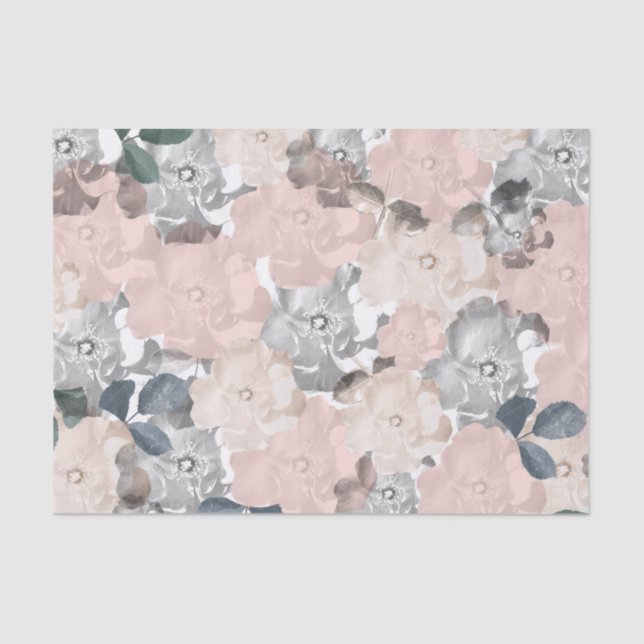 Papel De Seda Rosas rosados y negros de clase (Anverso)