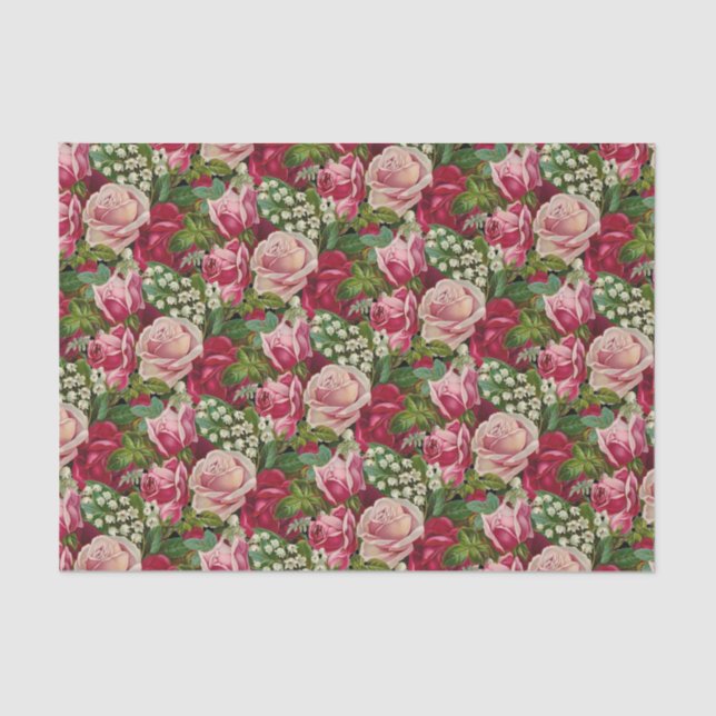 Papel De Seda Rosas rosados y rojos (Anverso)