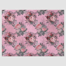 Papel De Seda rosas rosas rosas con hojas grises en descomposici