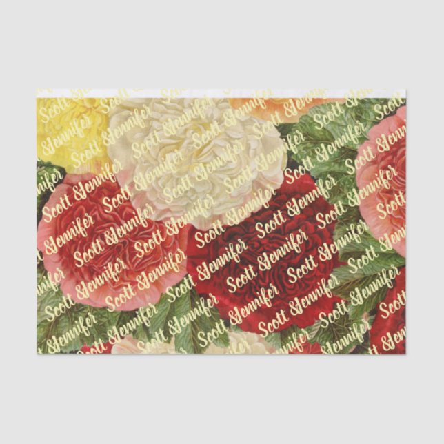 Papel De Seda Rosas rosas rosas rojas blancas antiguas personali (Anverso)