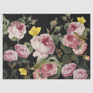 PAPEL DE SEDA ROSAS ROSAS ROSAS Y MARIPOSAS AMARILLAS