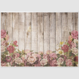 Papel De Seda Rosas Rustic Wood Decoupage