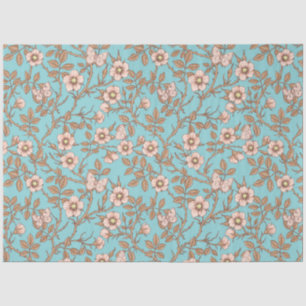 Papel De Seda Rosas silvestres y mariposas /rosa/marrón/estanque