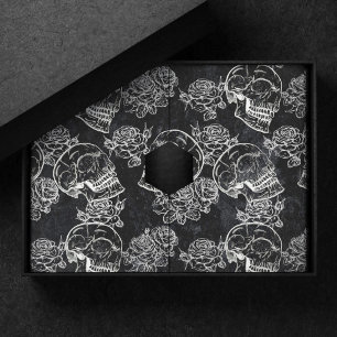 Papel De Seda Rosas Skulls y Chalk   Gótica Glam Funky Grunge