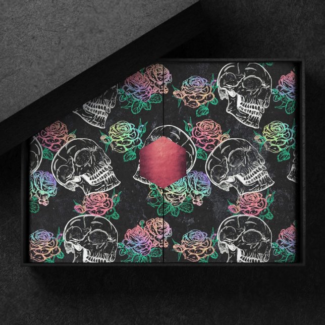 Papel De Seda Rosas Skulls y Ombre | Glam Pastel Grunge gótico (Subido por el creador)