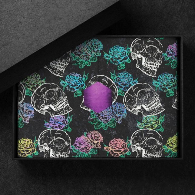 Papel De Seda Rosas Skulls y Ombre | Guay Funky Dark Grunge (Subido por el creador)