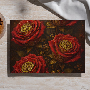 Papel De Seda Rosas Steampunk de Lujo Románticas Engranajes de O